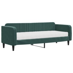 Lit de jour avec matelas vert foncé 80x200 cm velours 