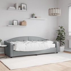 Lit de jour avec matelas gris clair 80x200 cm tissu 