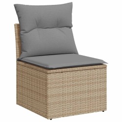 Salon de jardin avec coussins 5 pcs beige résine tressée 
