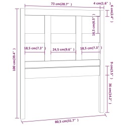 Tête de lit Gris 80,5x4x100 cm Bois massif de pin 