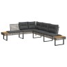 Salon de jardin avec coussins 2pcs gris résine tressée et verre 