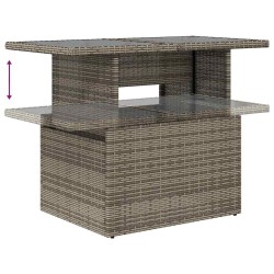Salon de jardin avec coussins 2pcs gris résine tressée et verre 
