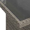 Salon de jardin avec coussins 2pcs gris résine tressée et verre 