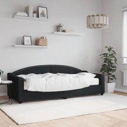 Lit de jour avec matelas noir 80x200 cm tissu 