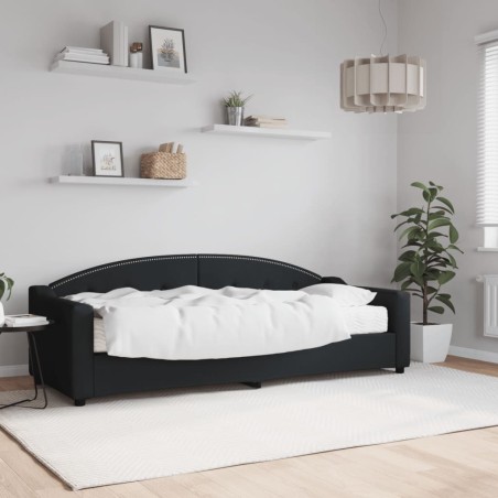Lit de jour avec matelas noir 80x200 cm tissu 