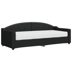 Lit de jour avec matelas noir 80x200 cm tissu 