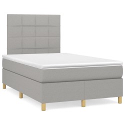 Sommier à lattes de lit et matelas gris clair 120x190 cm tissu 