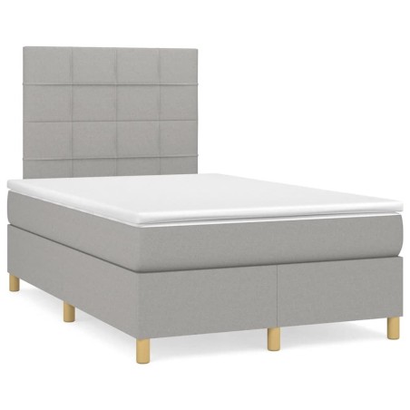 Sommier à lattes de lit et matelas gris clair 120x190 cm tissu 