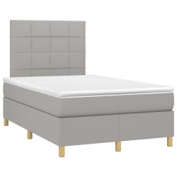 Sommier à lattes de lit et matelas gris clair 120x190 cm tissu 