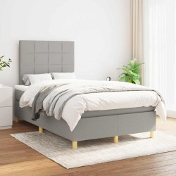 Sommier à lattes de lit et matelas gris clair 120x190 cm tissu 