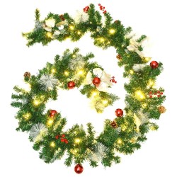 Guirlande de Noël avec lumières LED Vert 2,7 m PVC 