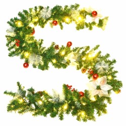 Guirlande de Noël avec lumières LED Vert 2,7 m PVC 