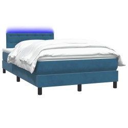 Sommier à lattes de lit et matelas bleu foncé 120x220cm velours 