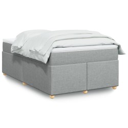 Sommier à lattes de lit et matelas gris clair 120x190 cm tissu 