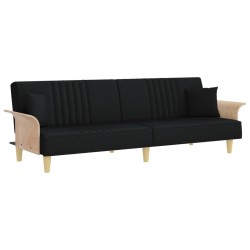 Canapé-lit avec accoudoirs noir tissu 