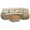 Salon de jardin avec coussins 5 pcs beige résine tressée 