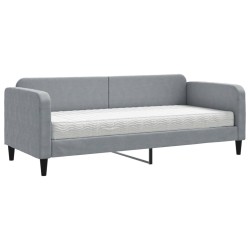 Lit de jour avec matelas gris clair 80x200 cm tissu 