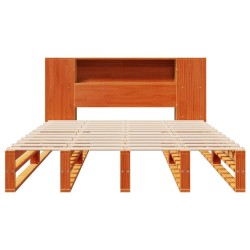 Lit bibliothèque sans matelas cire marron 120x200cm bois massif 