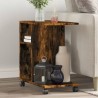 Table d'appoint avec roues chêne fumé bois d'ingénierie 