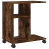 Table d'appoint avec roues chêne fumé bois d'ingénierie 