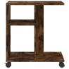 Table d'appoint avec roues chêne fumé bois d'ingénierie 