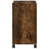 Table d'appoint avec roues chêne fumé bois d'ingénierie 