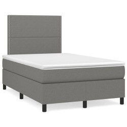 Sommier à lattes de lit avec matelas gris foncé 120x190cm tissu 