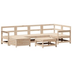 Salon de jardin 7 pcs bois de pin massif 