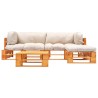 Salon de jardin palette 4 pcs avec coussins sable bois 