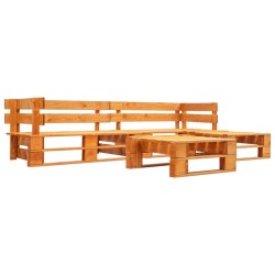 Salon de jardin palette 4 pcs avec coussins sable bois 