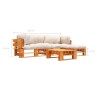 Salon de jardin palette 4 pcs avec coussins sable bois 