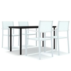 Ensemble à manger de jardin 5 pcs Blanc 