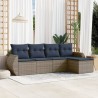 Salon de jardin 5 pcs avec coussins gris résine tressée 