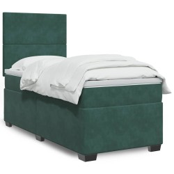 Sommier à lattes de lit avec matelas Vert foncé 90x190 cm 