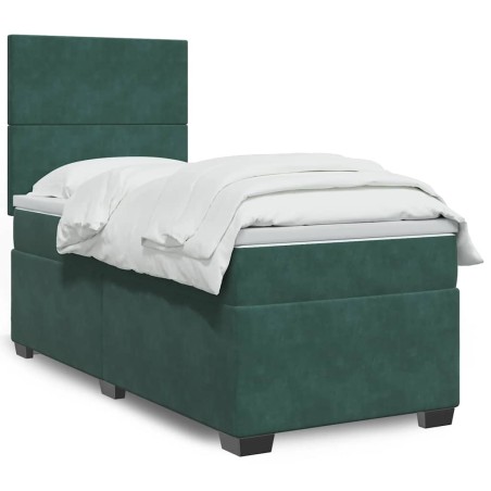 Sommier à lattes de lit avec matelas Vert foncé 90x190 cm 