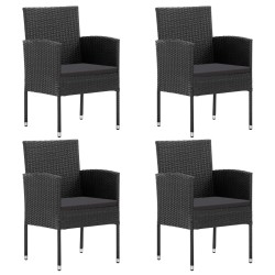 Ensemble à manger de jardin coussins 5pcs Noir Résine tressée 