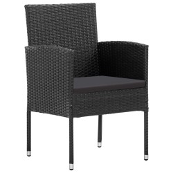 Ensemble à manger de jardin coussins 5pcs Noir Résine tressée 