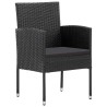 Ensemble à manger de jardin coussins 5pcs Noir Résine tressée 