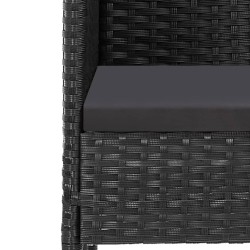 Ensemble à manger de jardin coussins 5pcs Noir Résine tressée 