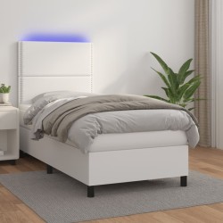 Sommier à lattes de lit avec matelas et LED Blanc 90x190 cm 