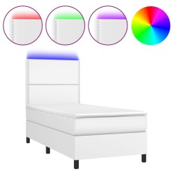 Sommier à lattes de lit avec matelas et LED Blanc 90x190 cm 