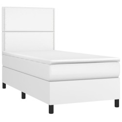 Sommier à lattes de lit avec matelas et LED Blanc 90x190 cm 
