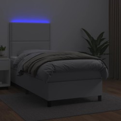 Sommier à lattes de lit avec matelas et LED Blanc 90x190 cm 