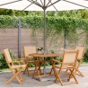 Ensemble à manger de jardin 5 pcs beige tissu et bois massif 