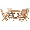 Ensemble à manger de jardin 5 pcs beige tissu et bois massif 