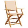 Ensemble à manger de jardin 5 pcs beige tissu et bois massif 