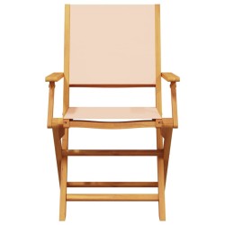 Ensemble à manger de jardin 5 pcs beige tissu et bois massif 