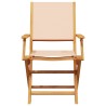 Ensemble à manger de jardin 5 pcs beige tissu et bois massif 