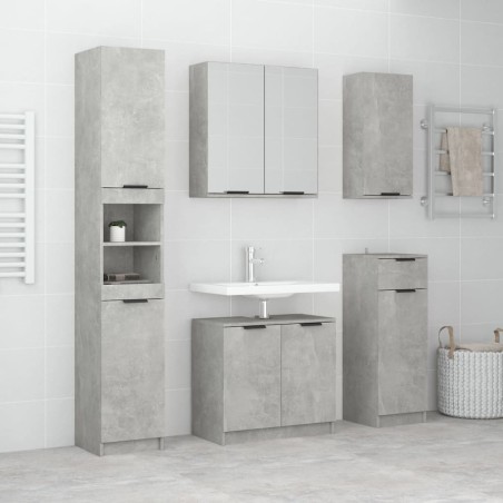 Meubles de salle de bain 5 pcs Gris béton Bois d'ingénierie 
