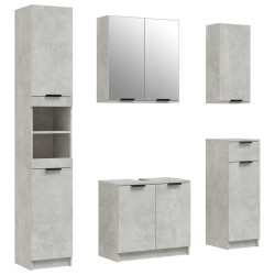 Meubles de salle de bain 5 pcs Gris béton Bois d'ingénierie 